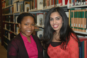 First year students Jeanine Joseph and Aliza Anwar.