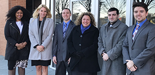 Seen here are Child Advocacy Clinic students with their professor - (From left to right): Teri Lombard, Romina Alstodt, Bradley Kaufman, Director of the Child Advocacy Clinic Danielle Schwager, Christopher Brogna, and Pablo Lopez.